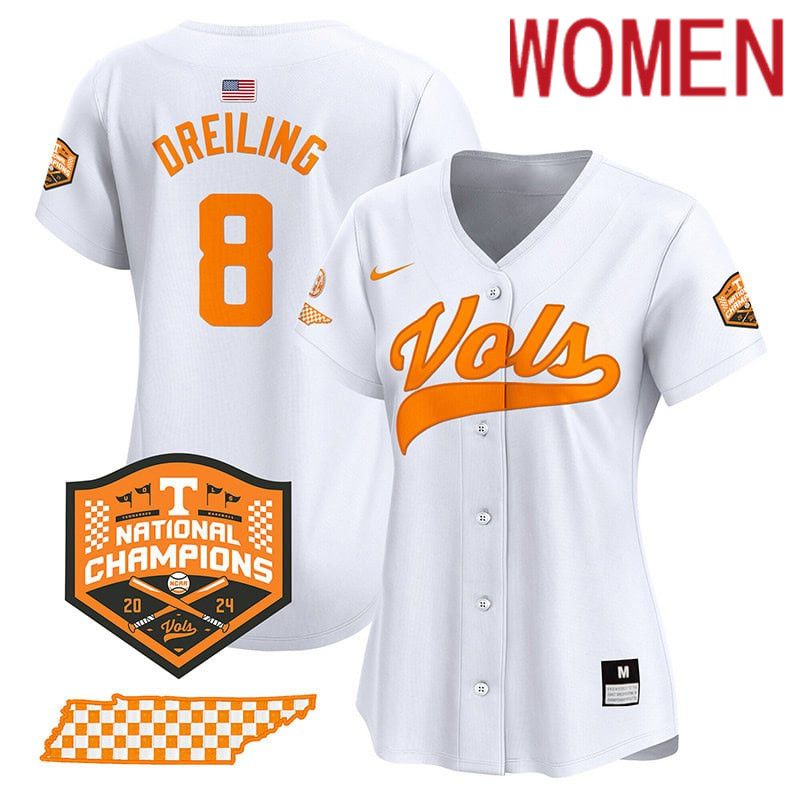 Women Tennessee Volunteers #8 Dreiling White 2024 Nike Champions Vapor Premier Limited NCAA Jersey